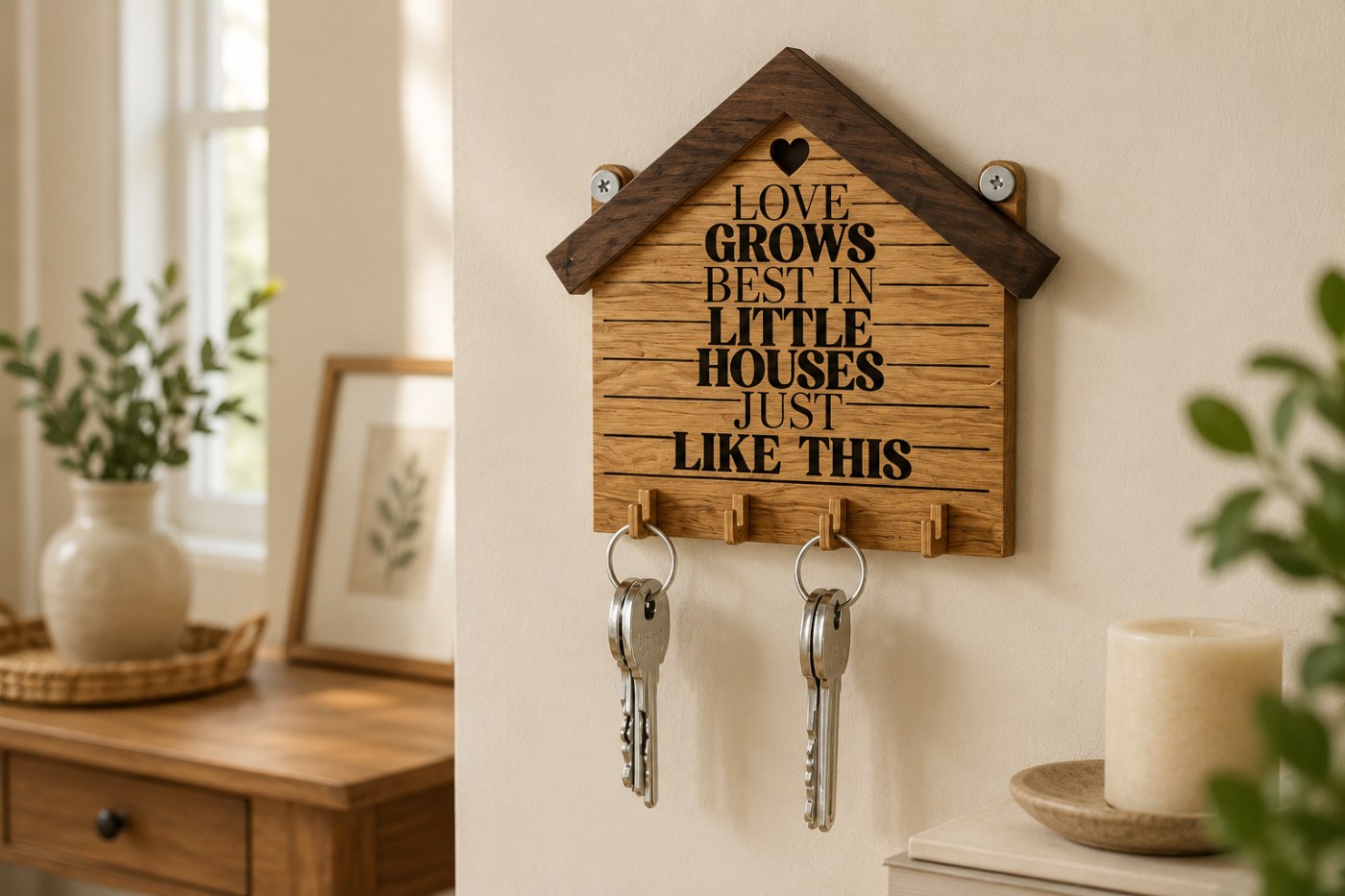 Laser-cut wooden key holder by LaserWoodCraft