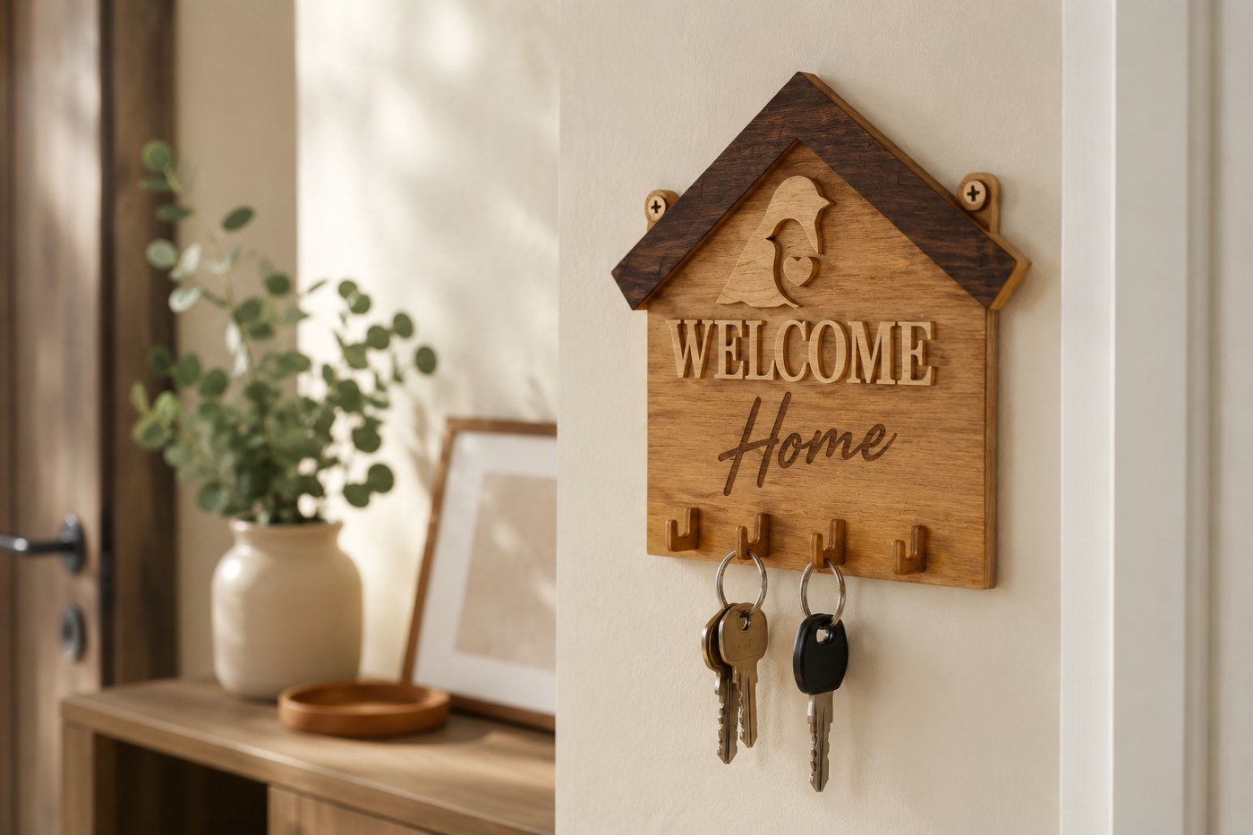 Decorative wooden key holder by LaserWoodCraft