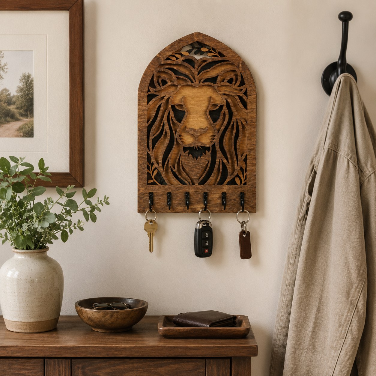 Lion Portrait Key Holder