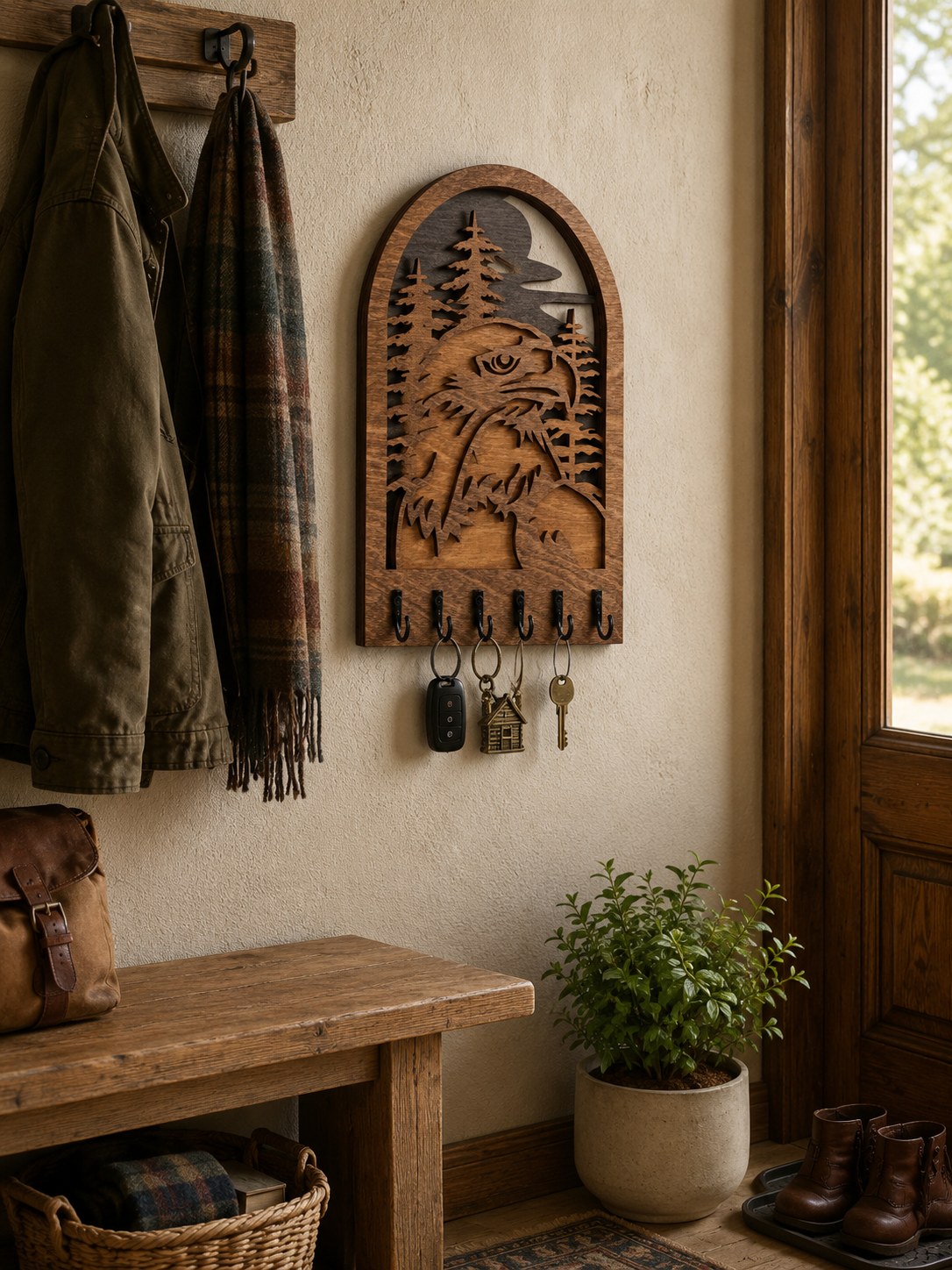 Bald Eagle Wooden Key Holder