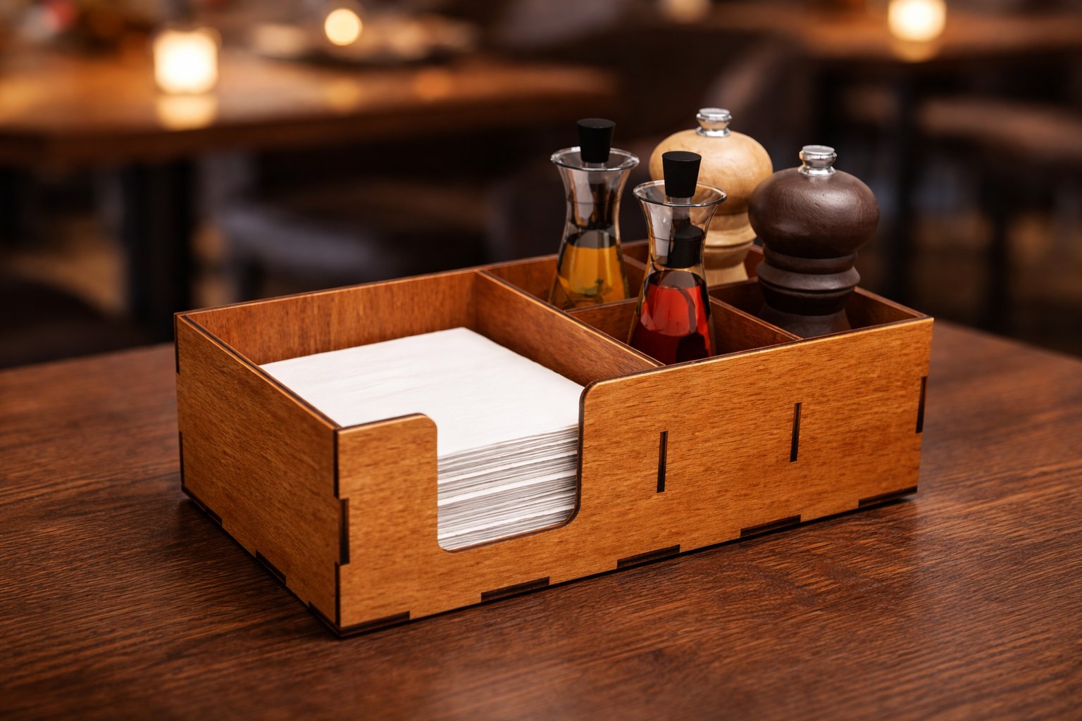 Wooden Napkin and Condiment Caddy
