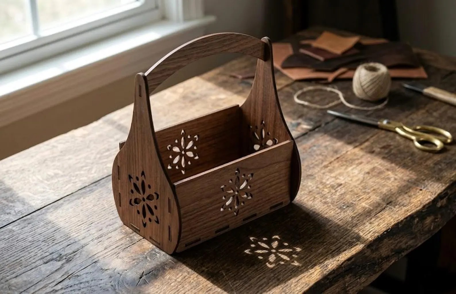 Floral Wooden Craft Caddy