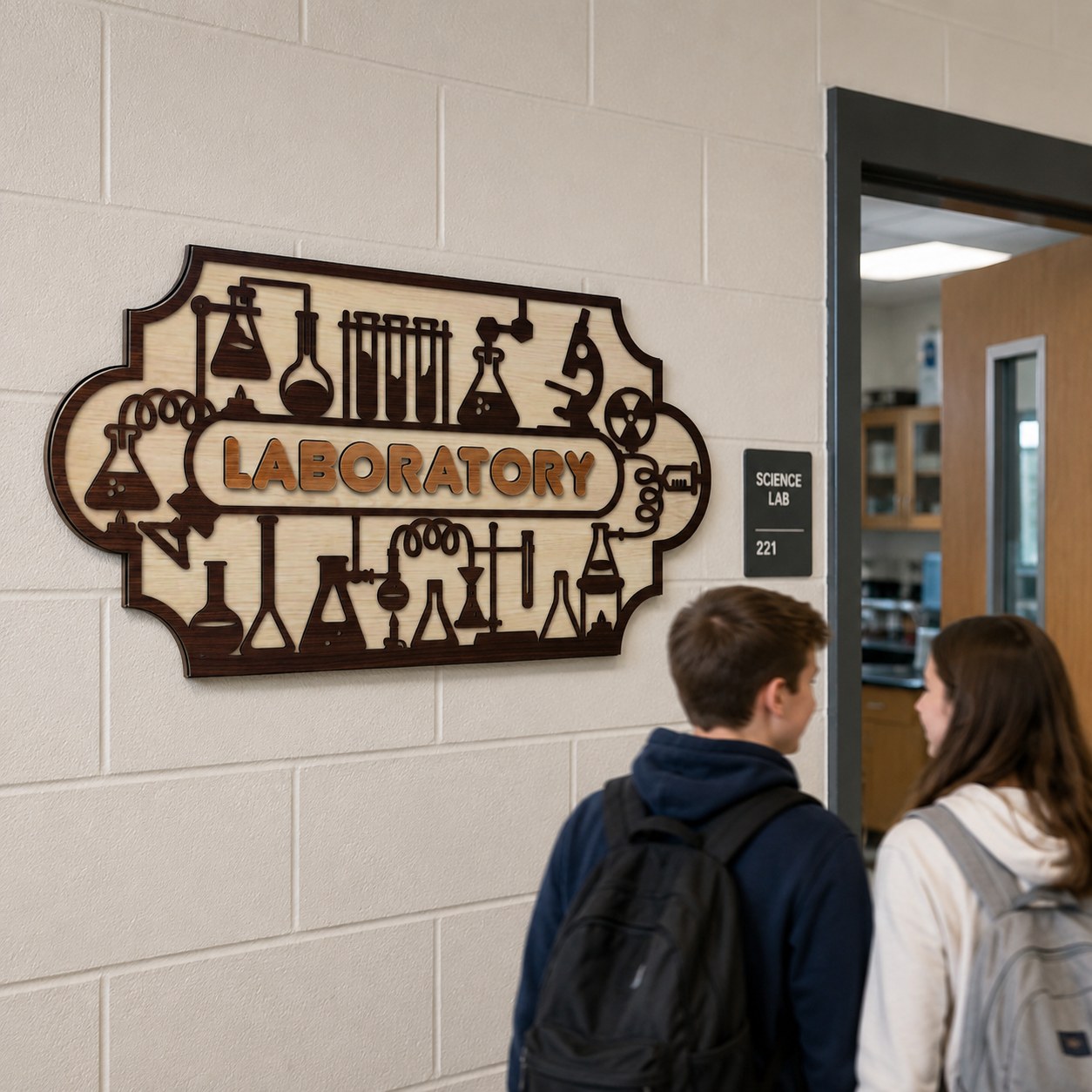Custom Laboratory Wood Sign