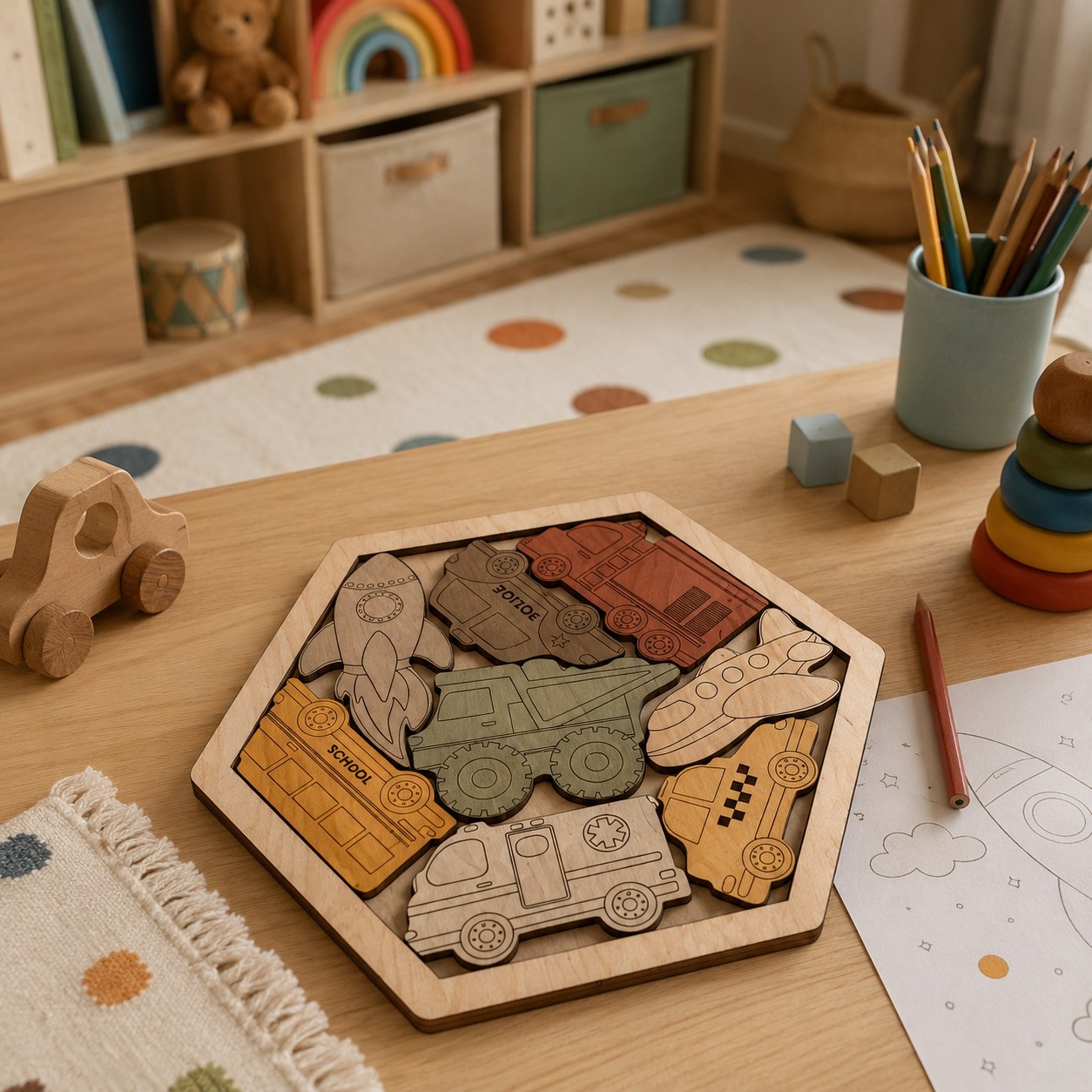 Wooden Vehicle Puzzle