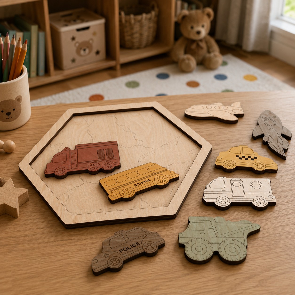 Wooden Vehicle Puzzle photo 2