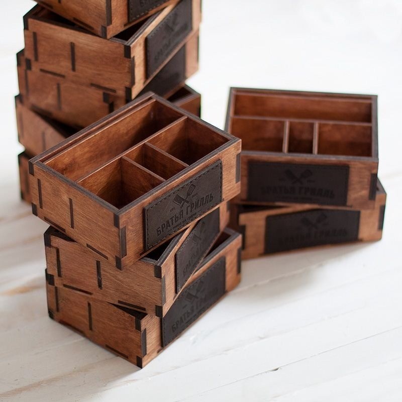 Restaurant wooden napkin caddy and table organizer — premium birch plywood — LaserWoodCraft