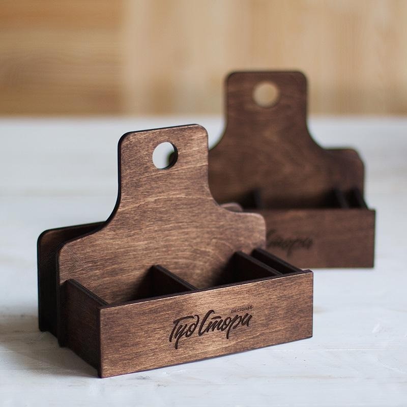 Birch plywood napkin holder for restaurant tables — handcrafted wooden organizer — LaserWoodCraft