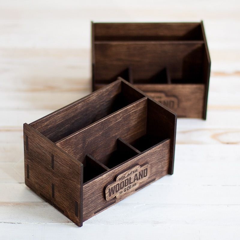 Engraved wooden napkin holder for bar counters — handcrafted birch plywood — LaserWoodCraft
