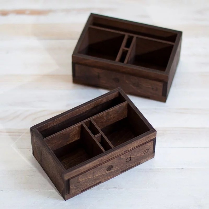 Restaurant wooden napkin caddy and table organizer — premium birch plywood — LaserWoodCraft