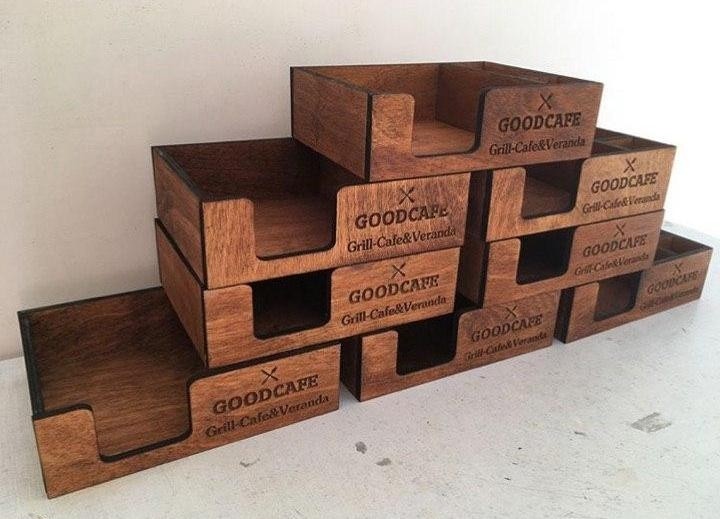 Wooden napkin holder organizer — dark walnut birch plywood — LaserWoodCraft